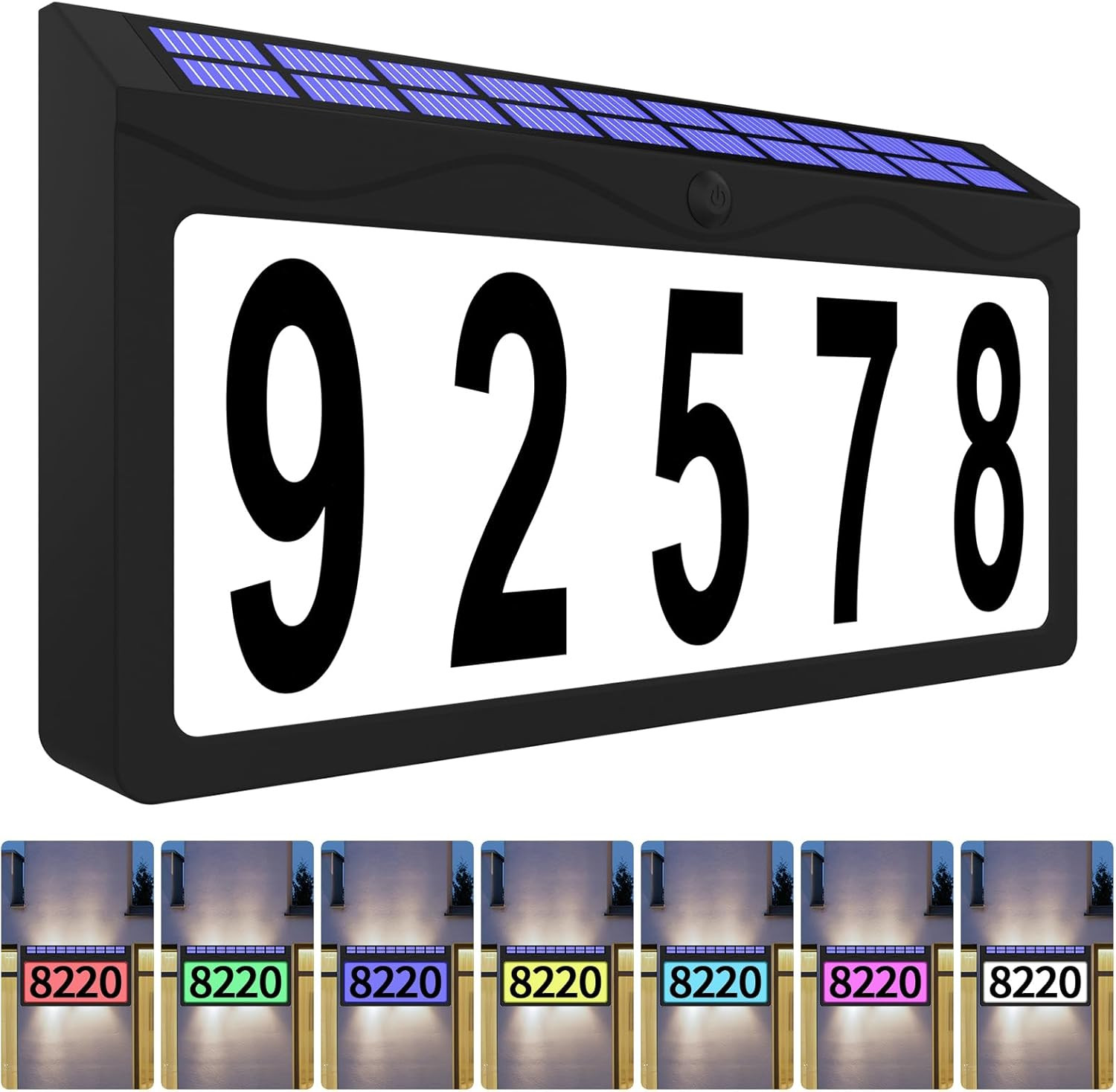 Solar Address Sign, Lighted Address Plaque Outdoor Waterproof, Illuminated RGBW