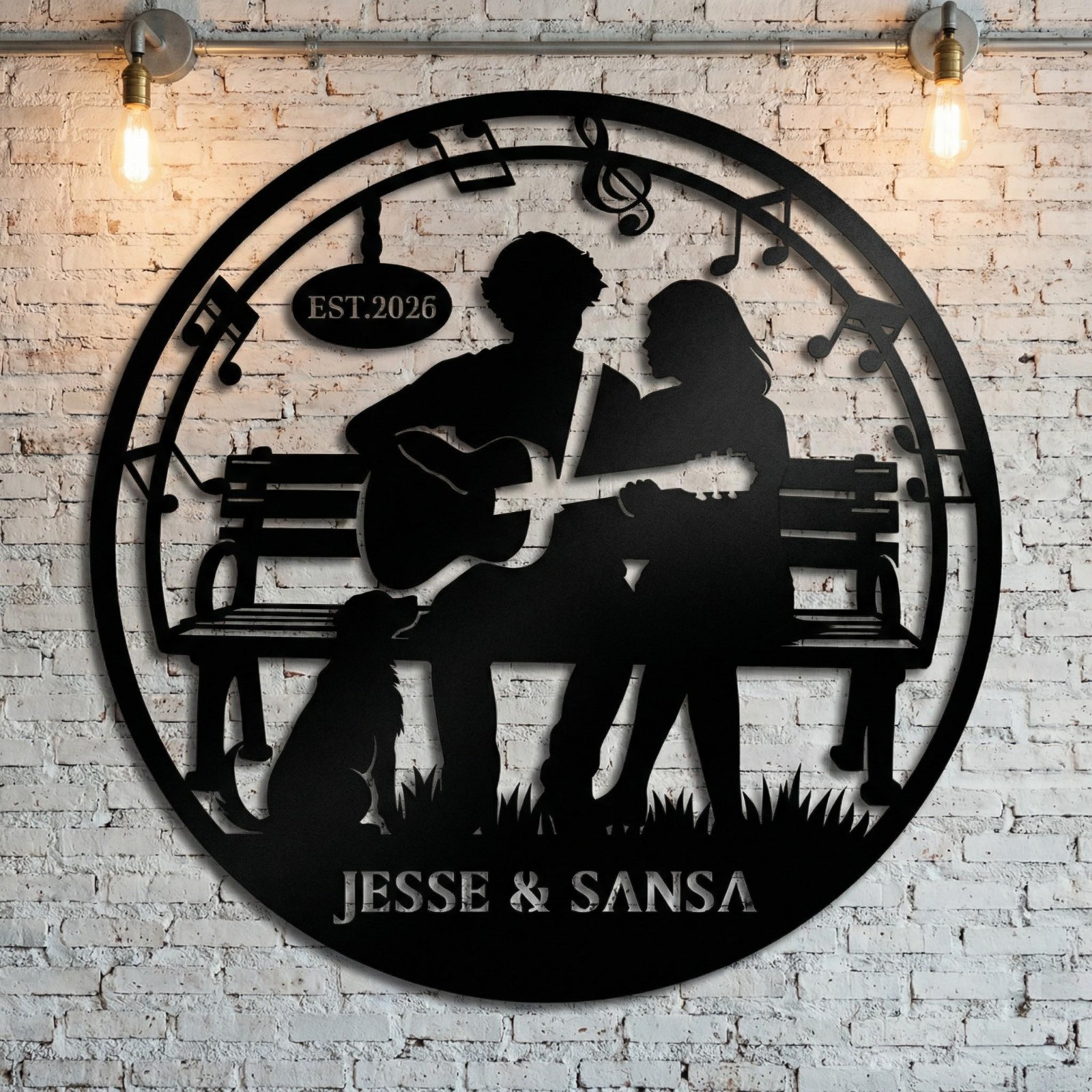 Personalized Guitar Couple Metal Wall Art, Music Lover Anniversary Gift Sign