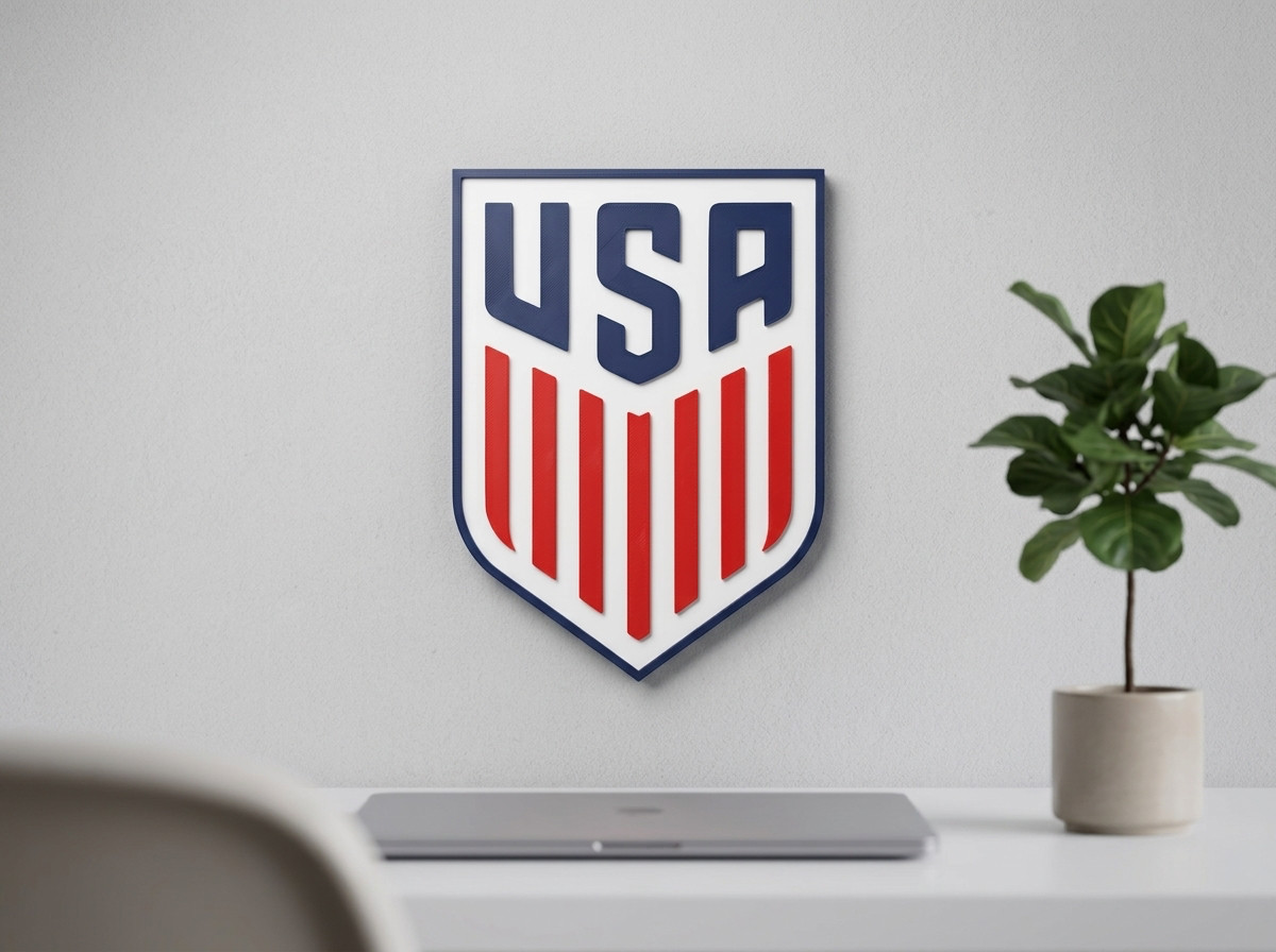 USA Soccer Shield Crest World Cup Decor Wall Art 3D Sign Shelf Desk
