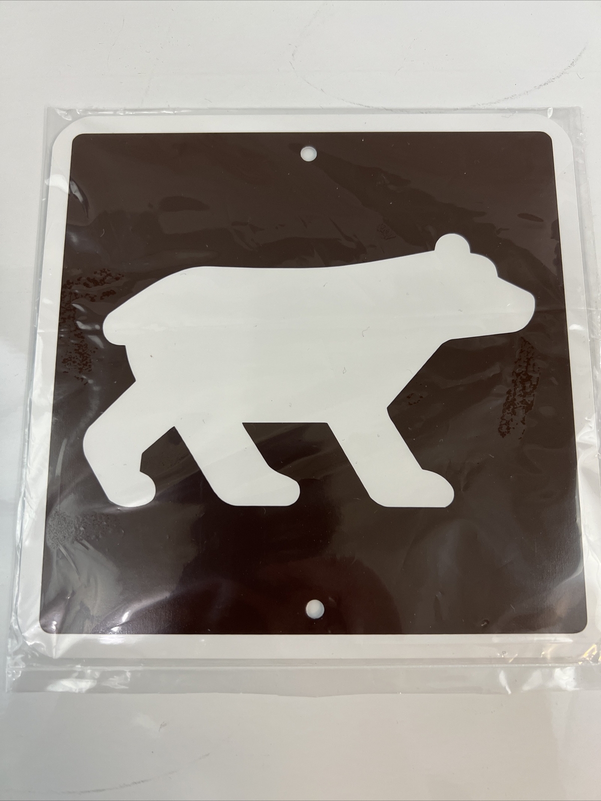 Bear Crossing Metal Parks & Recreation Sign mini 6″x6″ in Brown NEW