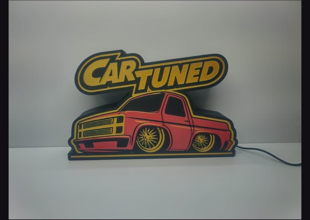 3D Printed c10 Car Tuned LED Light Sign – Automotive Desk Decor, Garage Wall Art