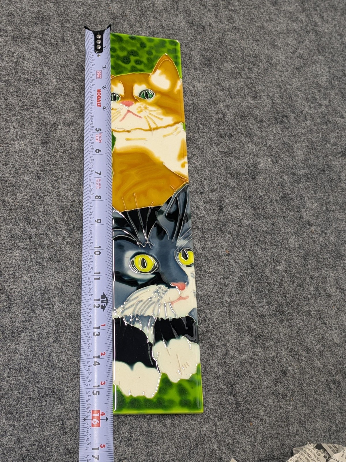 Ceramic Cats Wall Plaque Tile 3D Textured Hanging Rectangular Multicolor Decor