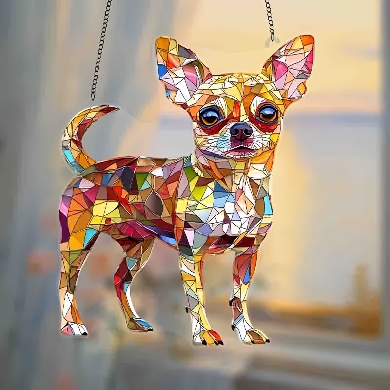 1 Piece Chihuahua Light Catcher Dog Decoration Pet Lover Gift Animal Patterns