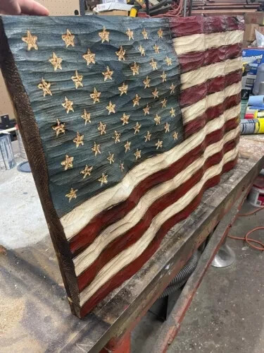 Wooden American Flag, Patriotic Flag, Charred American Flag, Rustic Designer