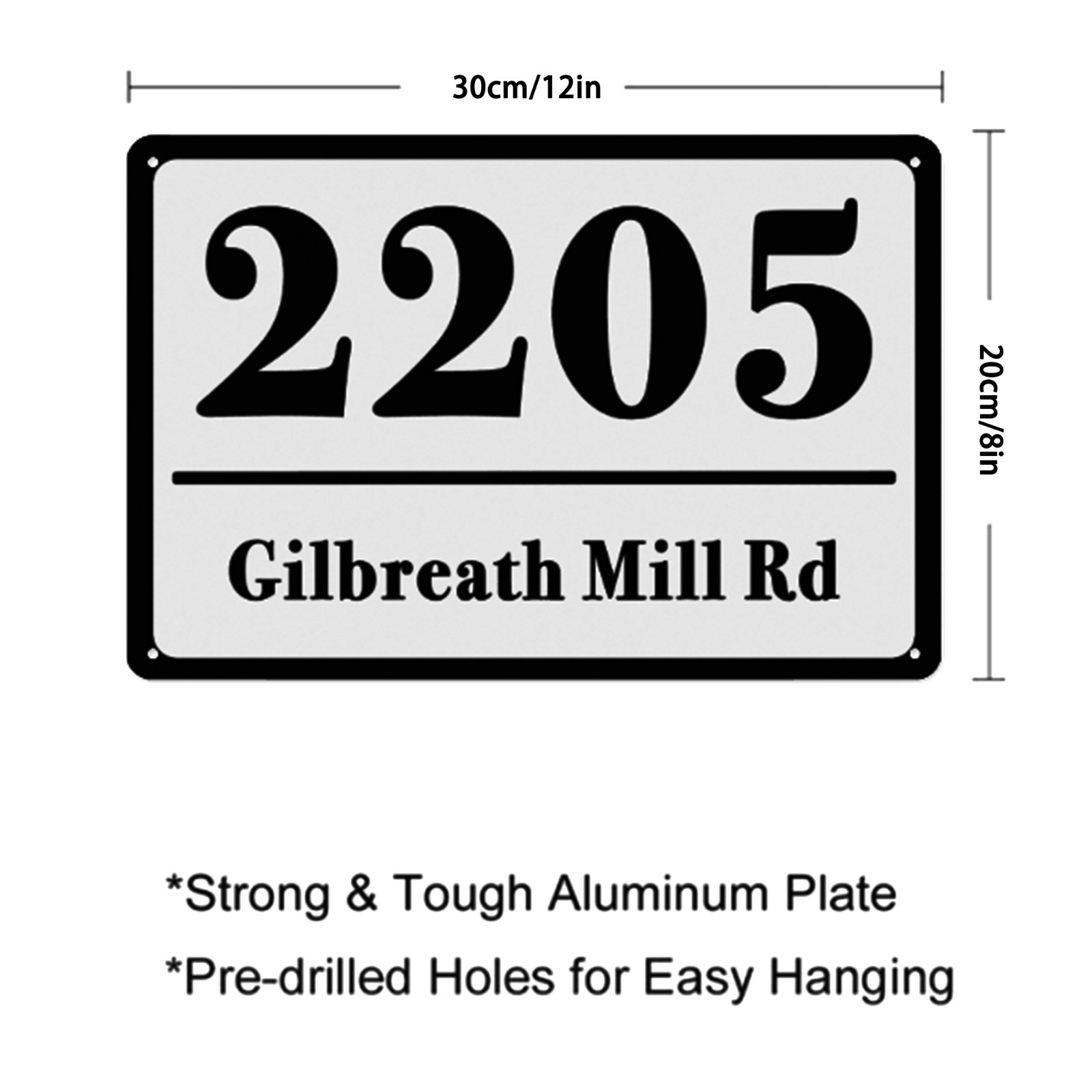 12″ x 8″ Customized Aluminum House Number Plaque Personalized Home Address Sign
