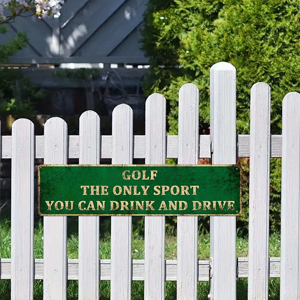 Vintage Aluminum Golf Sign 10cm x 40cm Green White Lettering