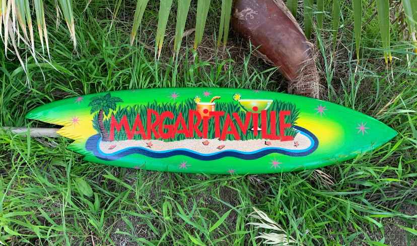 Tiki Bar Surfboard Set Margaritaville Polly Wants a Cocktail! Tropical Bar Patio
