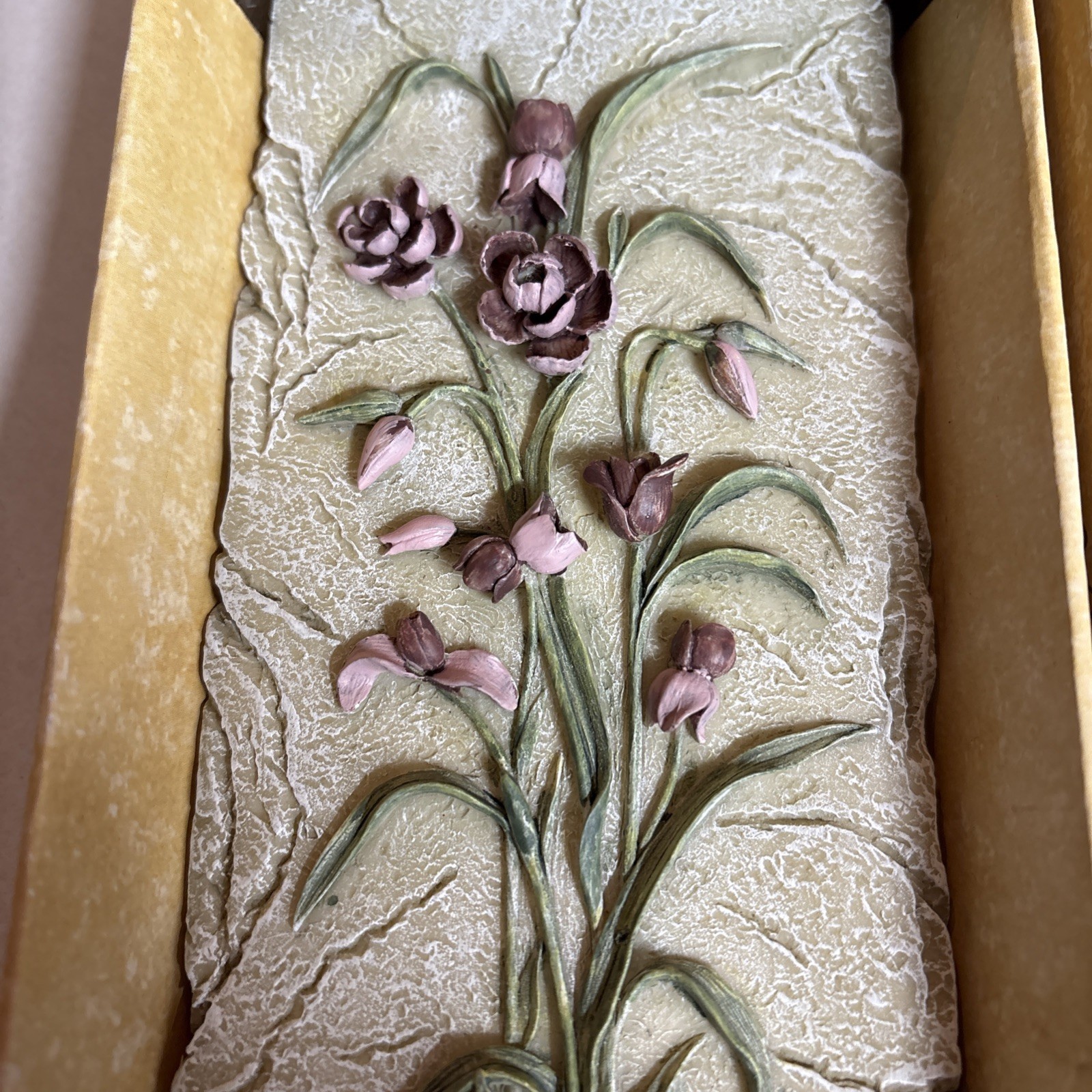 Vintage – 2 Of Cheri Blum Field Flowers Wall Plaque – Purple And White – New