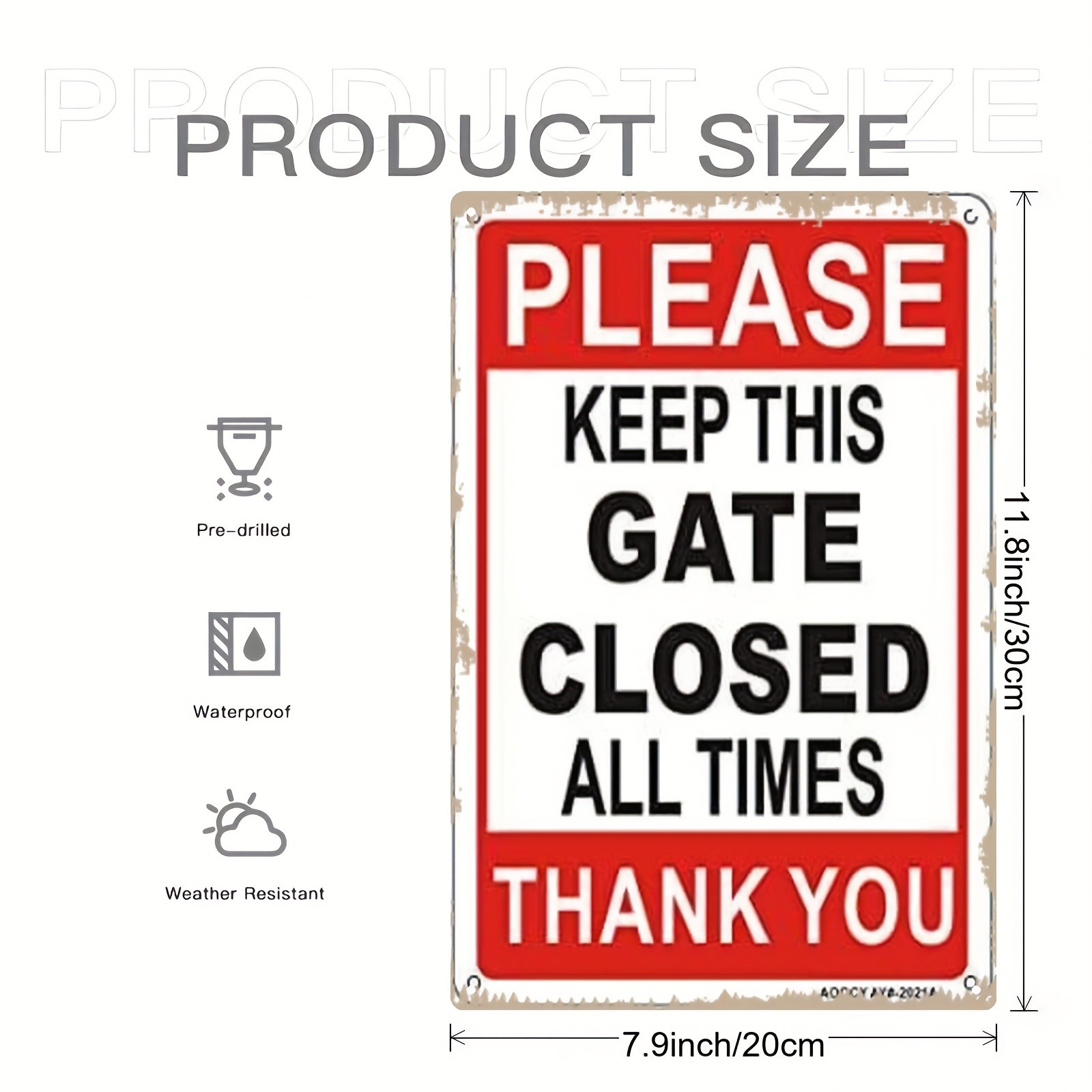 Vintage Metal “Please Keep Gate Closed” Sign 8×12 Rustic Red/Black/White