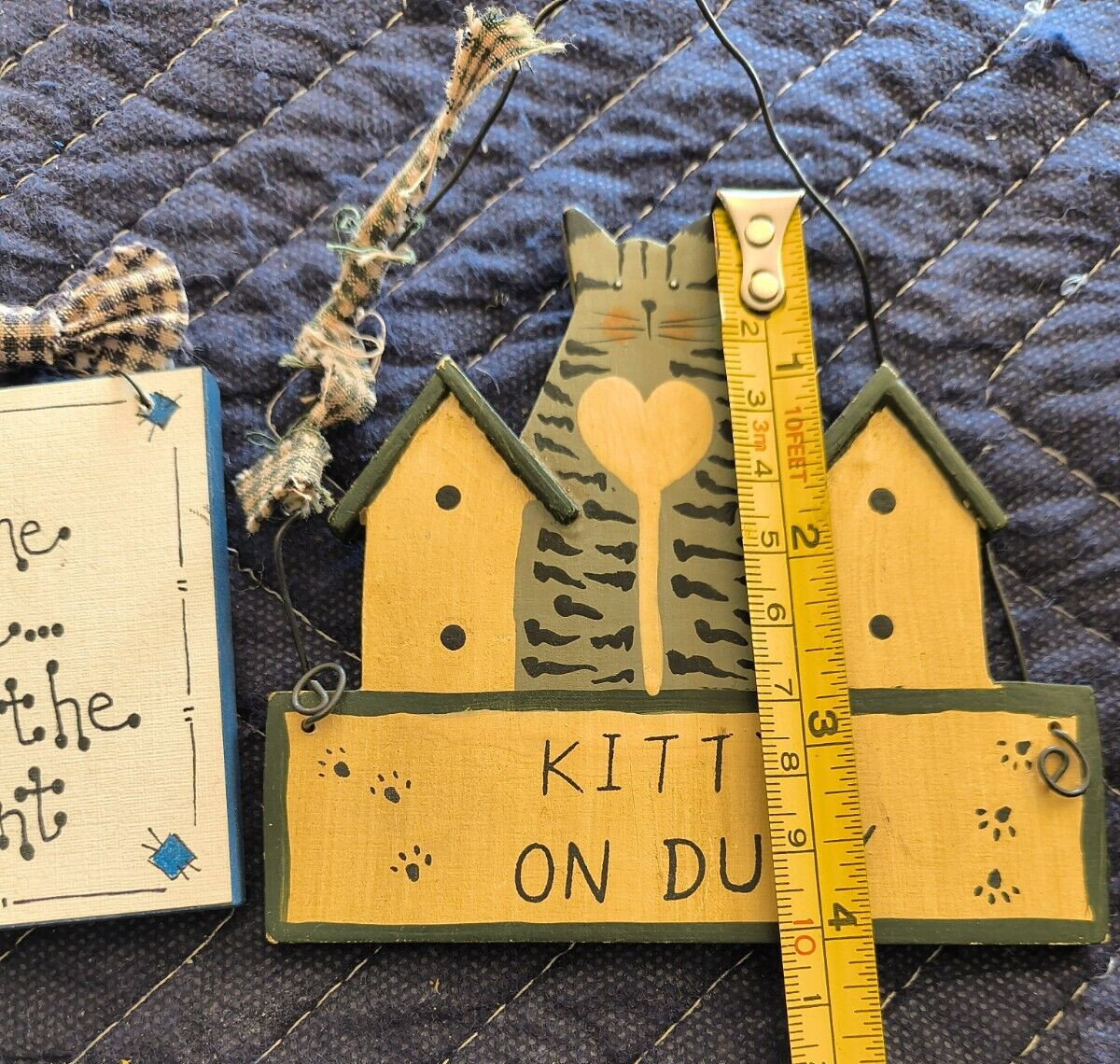 LOT OF 3 CAT FUNNY-FOLK ART WOOD PLACK SIGNS HAND PAINTED CUTE CAT WALL HANGERS