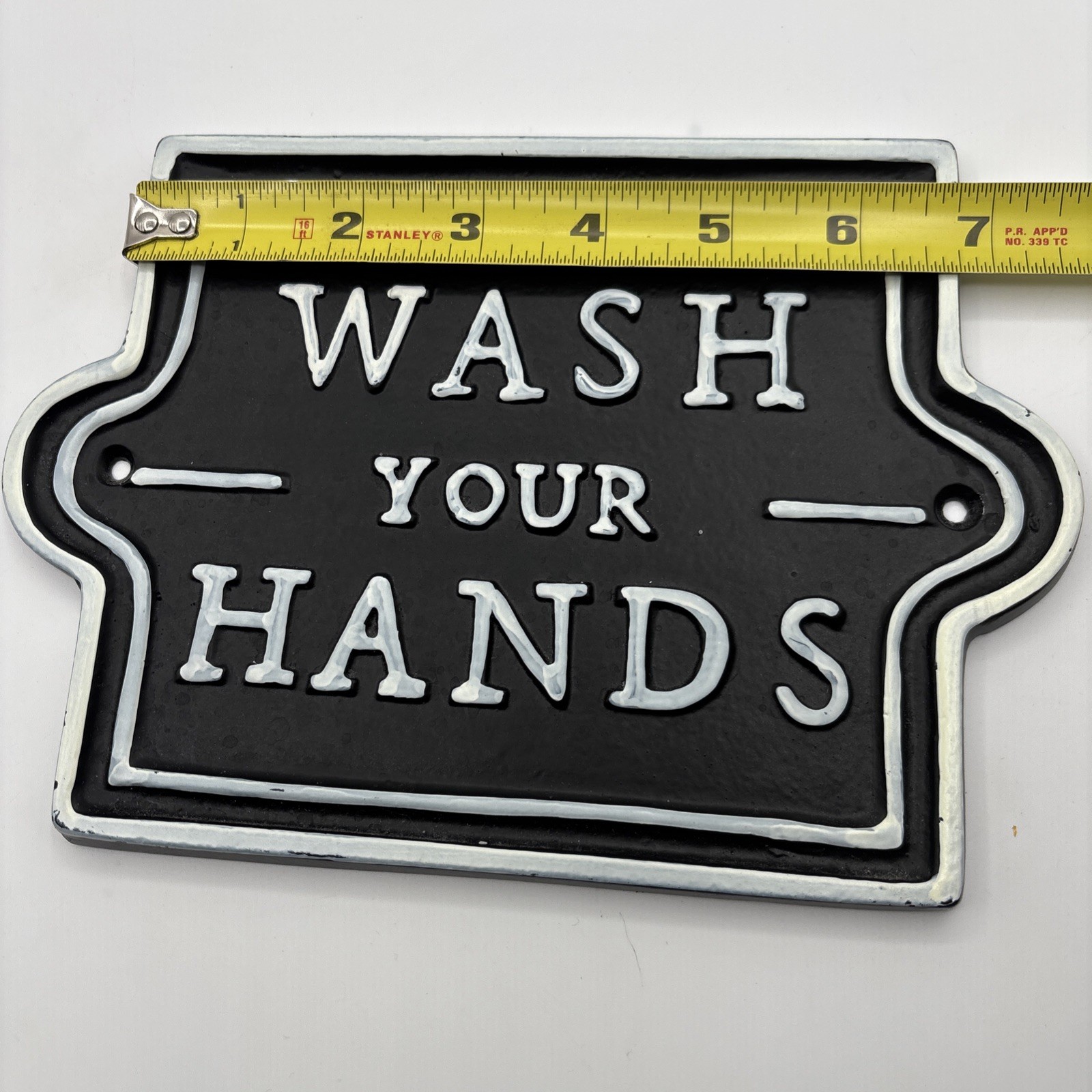 Hearth & Hand Magnolia Wash Your Hands Wall Sign Plaque Black White