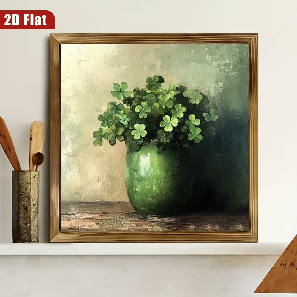 Irish Wooden Plaque Green Vase with Shamrocks St. Patrick’s Day Farmhouse Decor
