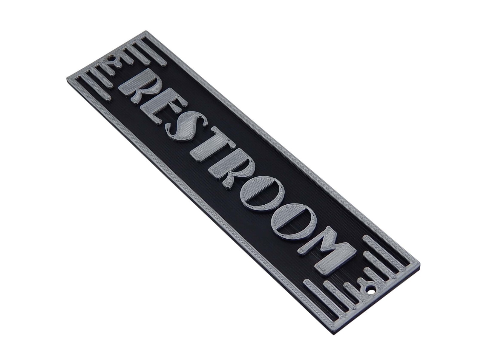 Plastic Art Deco Restroom Bathroom Toilet Powder Room Washroom Door Sign Plaque
