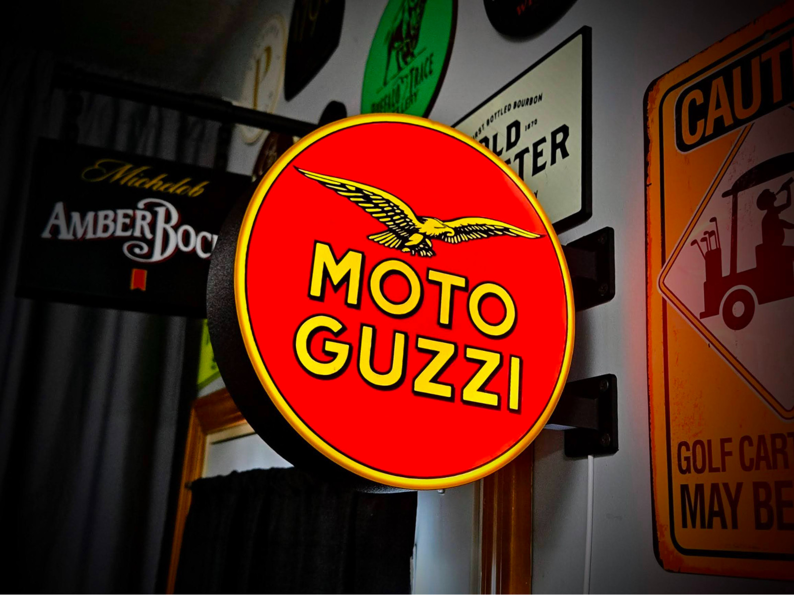 VINTAGE MOTO GUZZI 12 Inch Light Box LED Sign 3D Printed Wall Decor Man Cave