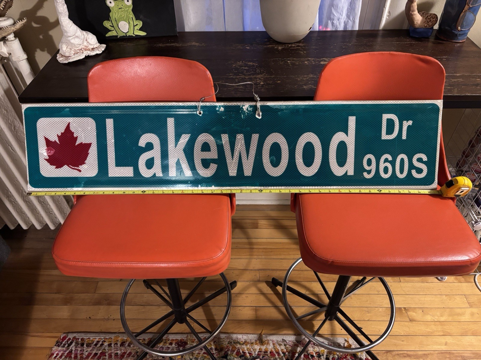 Original Urban Street Art on Metal Street Sign – Upcycled Wall Art Double Sided