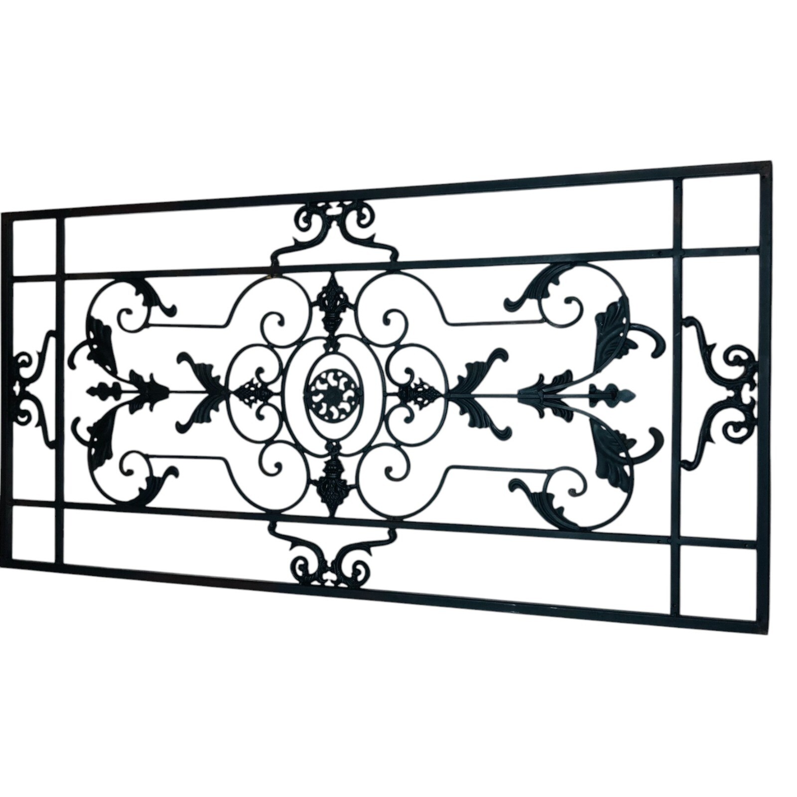 Wrought Iron Rectangular Rustic Wall Decor Scroll Design 39 in x 19.5 in