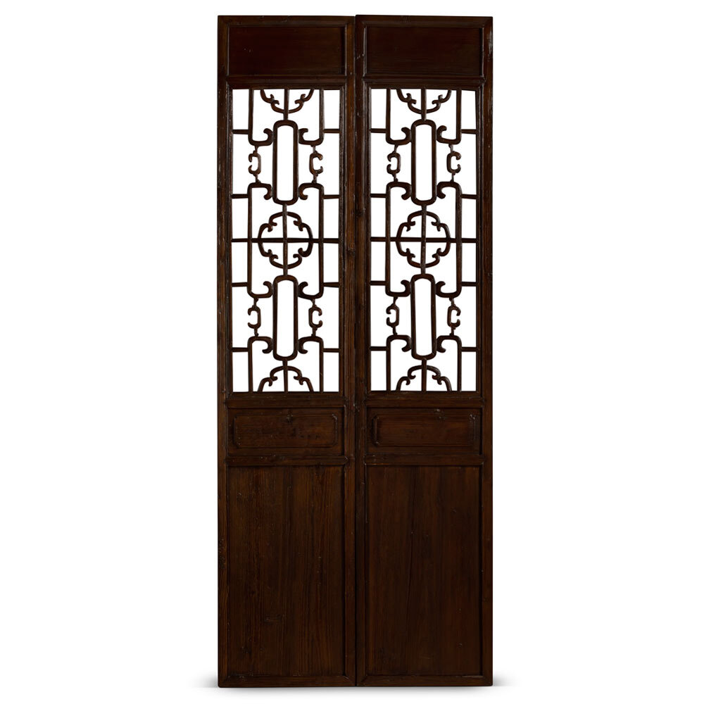 US SELLER – Vintage Chinese Floor Screen Set of 2 Panels
