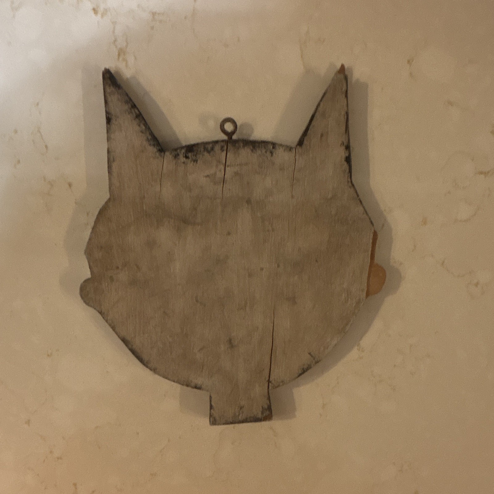 Rustic Wood Cartoon Cat Wall Plaque Hanging Wall Mounted Black White Kids