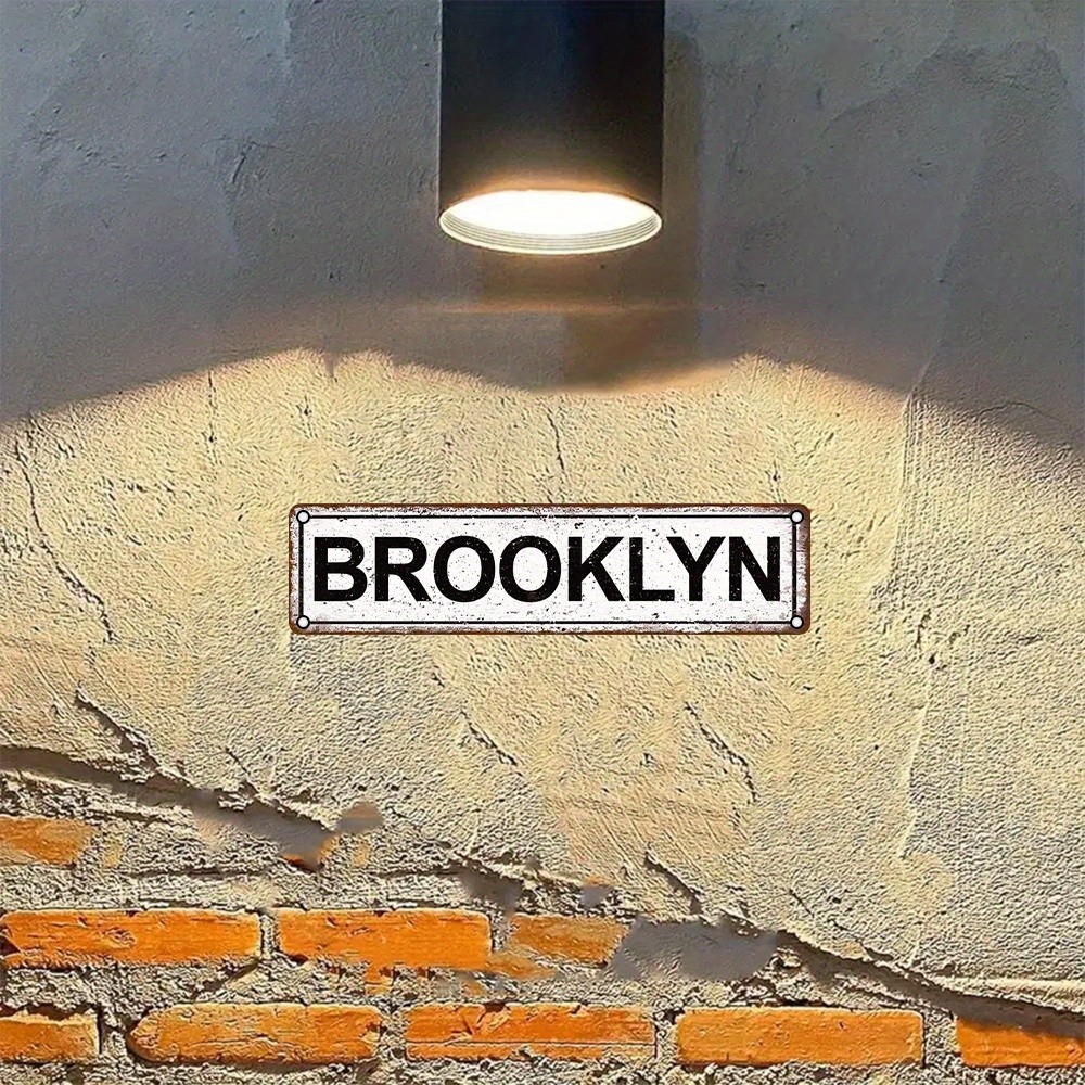 Brooklyn Metal Sign Vintage Rustic Wall Art Indoor/Outdoor Holiday Home Decor