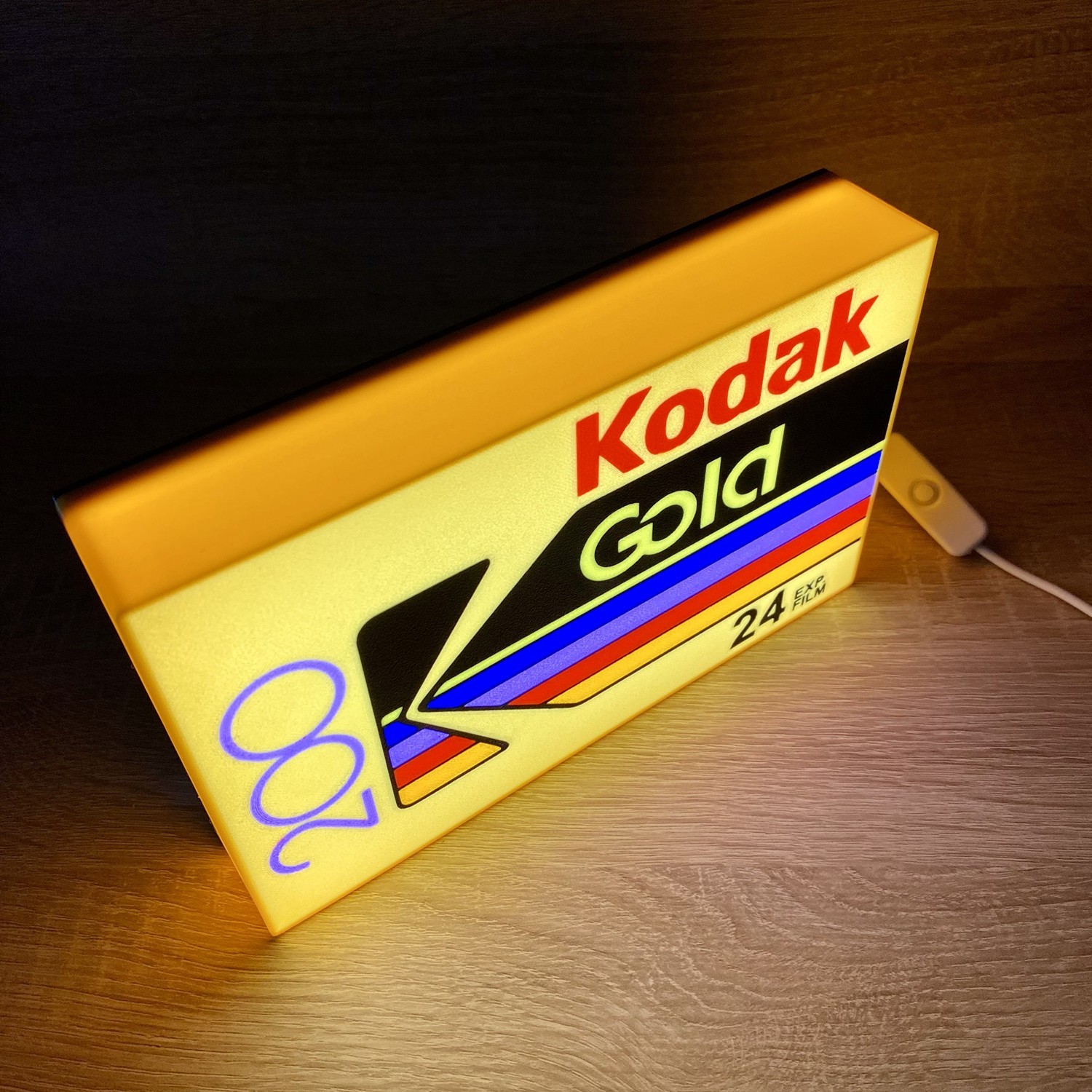 Kodak Gold 200 Film Logo Light Box 3D Printed USB LED Lamp Neon Sign Art Display