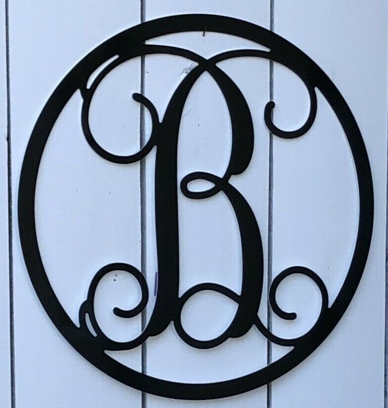 Metal Art Vine Monogram Custom Letter Black or White 12″ 16″ 24″ Metal Art