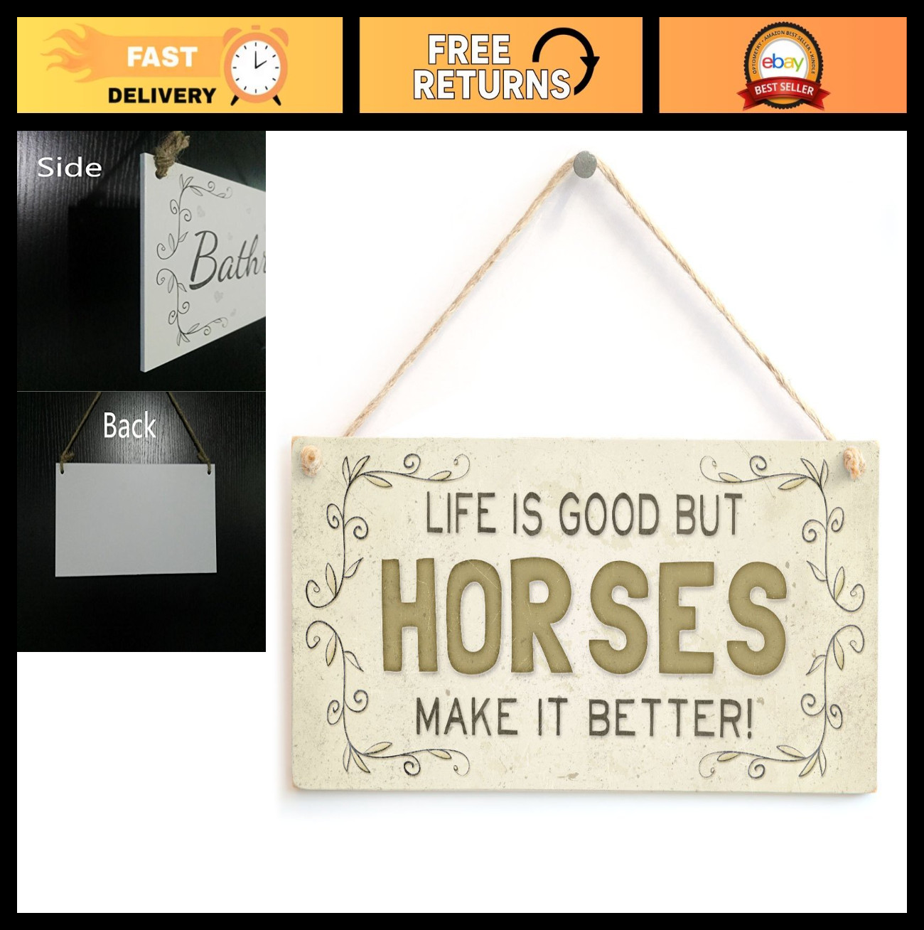 Life Is Good But Horses Make It Better! Cute Country Home Sign for Horse Lovers