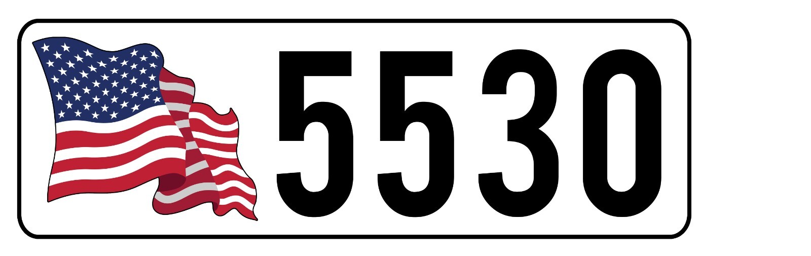 Waving US American Flag Custom Curb Number Self Adhesive Durable Aluminum
