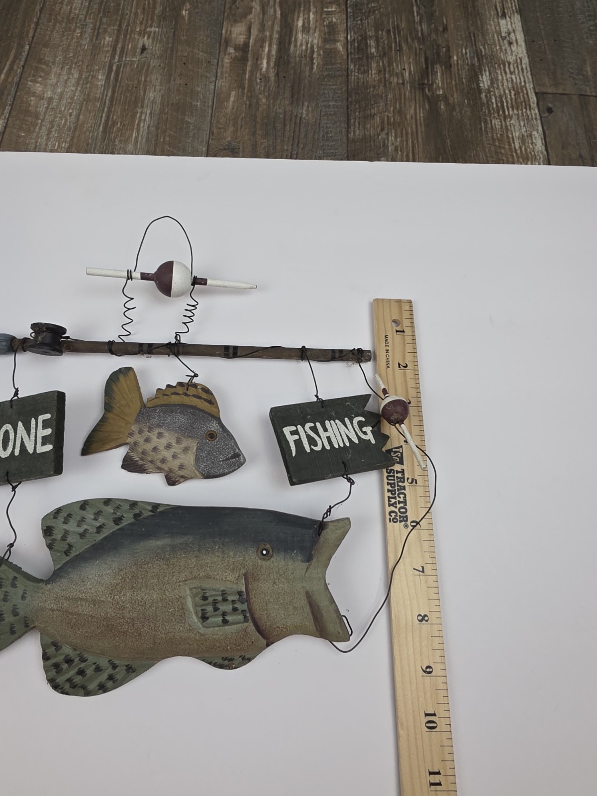 Handmade Wooden Sign Bear Fish Bobber Gone Fishing . Cabin Decor Man Cave.