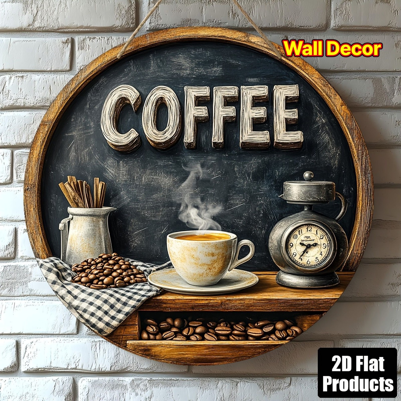 Rustic Coffee Kitchen Metal Sign Farmhouse Cafe Wall Art Hanging Decoration Gift