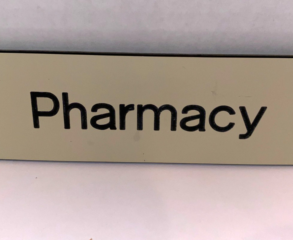 Engraved “Pharmacy” Door/Wall Mounted Sign Unbranded