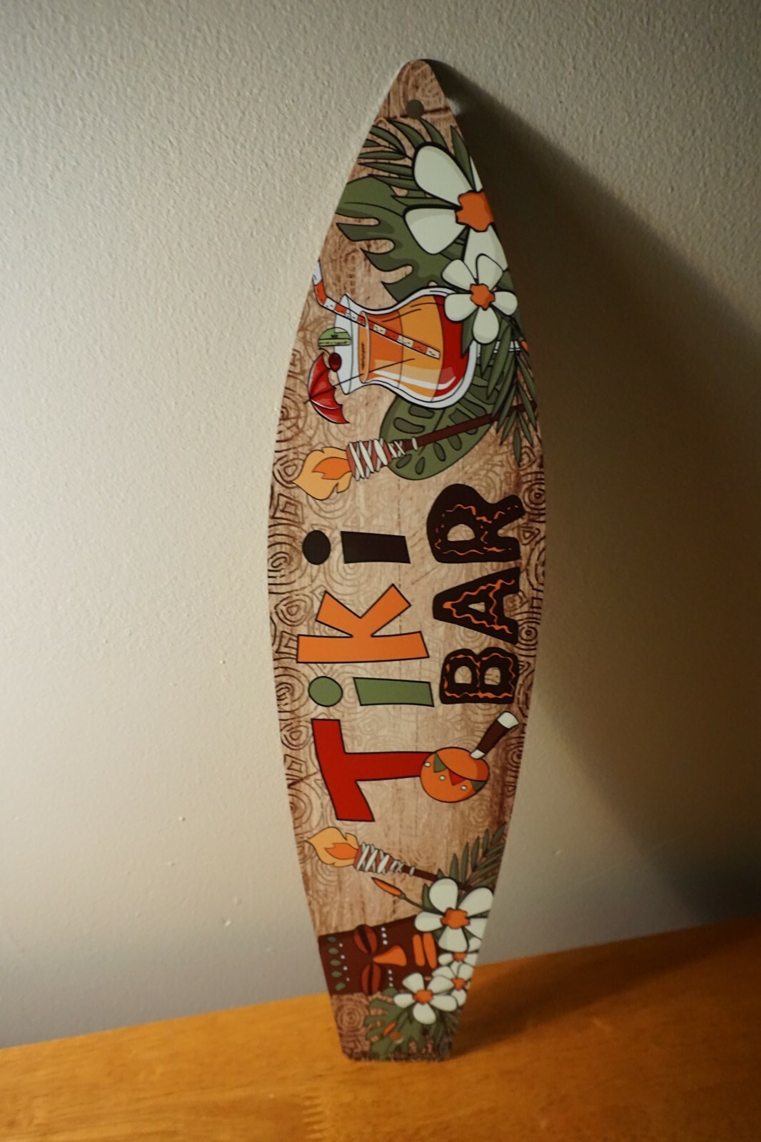 TIKI BAR IDOL WELCOME SIGN Tropical Drinks Rustic Beach Bar Surfboard Home Decor