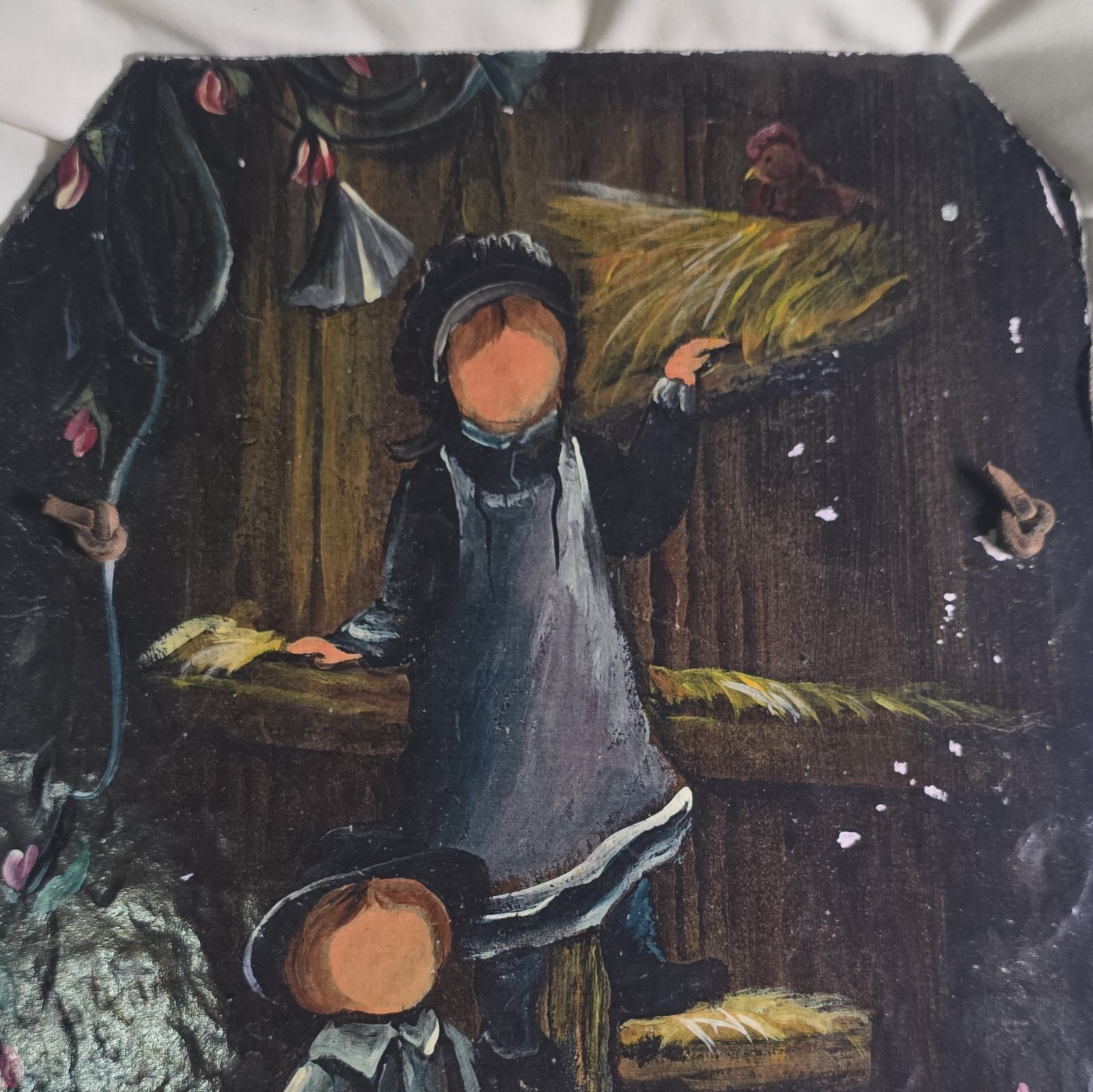 Moonbrook Arts Handmade Slate Plaque Farm Life Children Lamb Wall Hanging