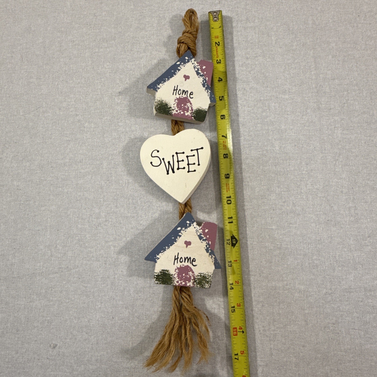 VTG Home Sweet Home 3 Pcs Wooden Wall Decor Houses Heart Rustic Country 1980s