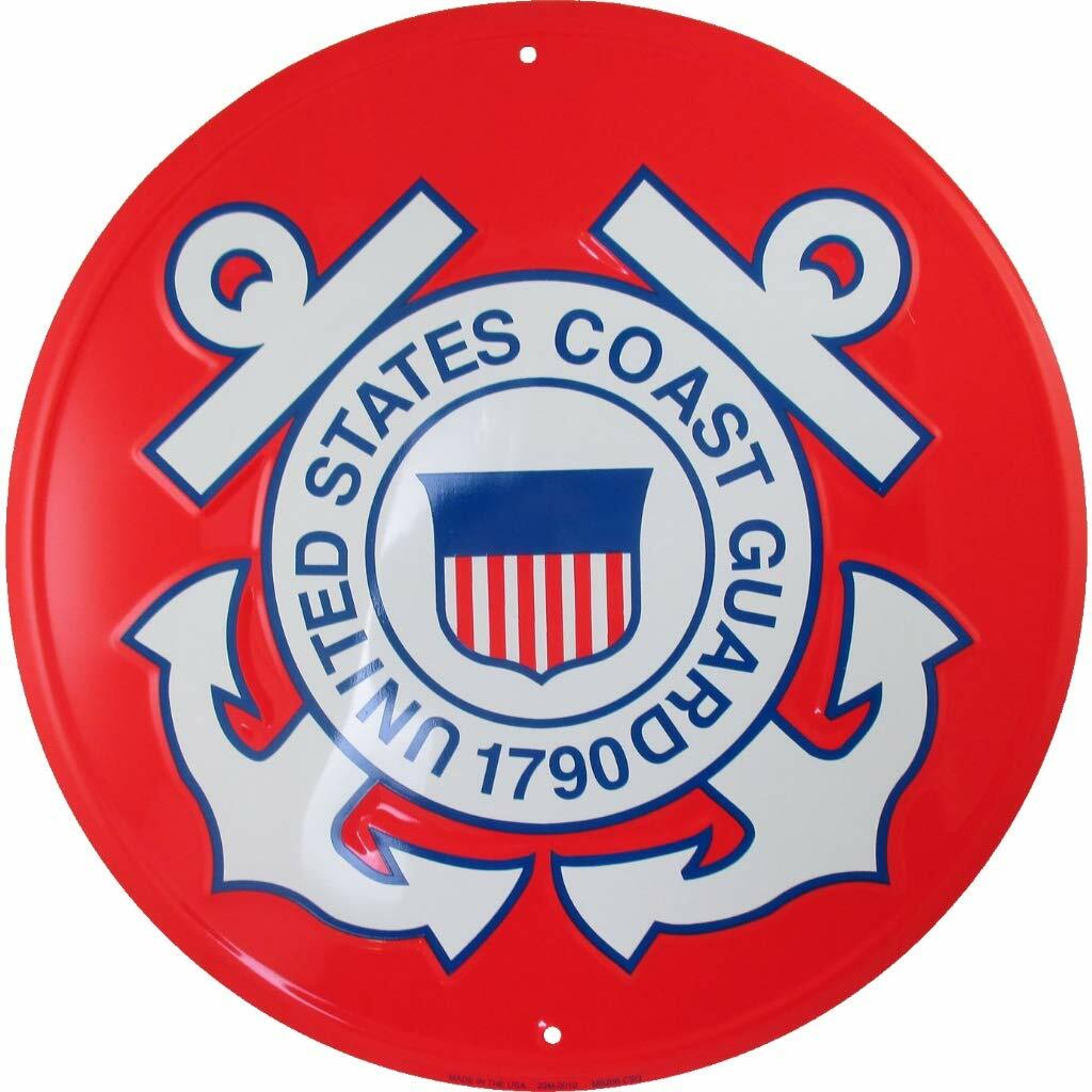 Tags America United States Coast Guard Emblem Metal Sign – USCG Logo, 12 inches