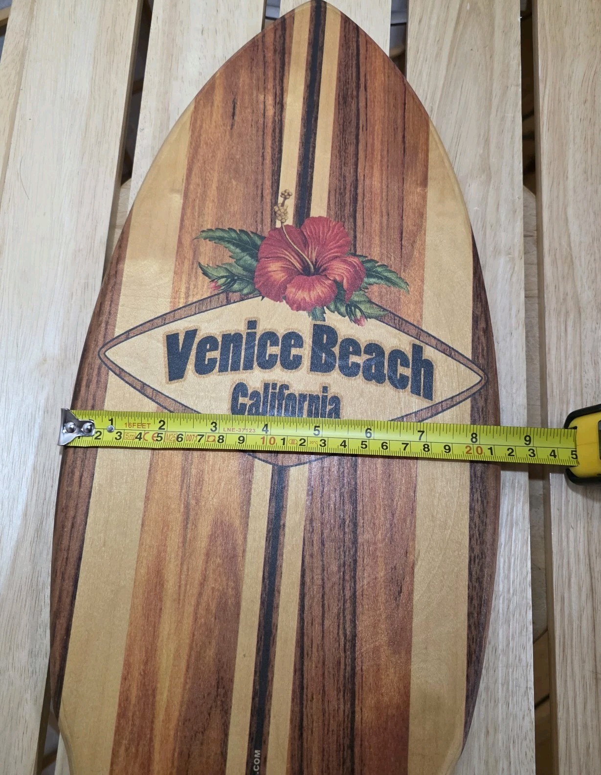 C-ya Venice Beach California Mini Wooden Surfboard Double Sided Handmade 8.5X20″