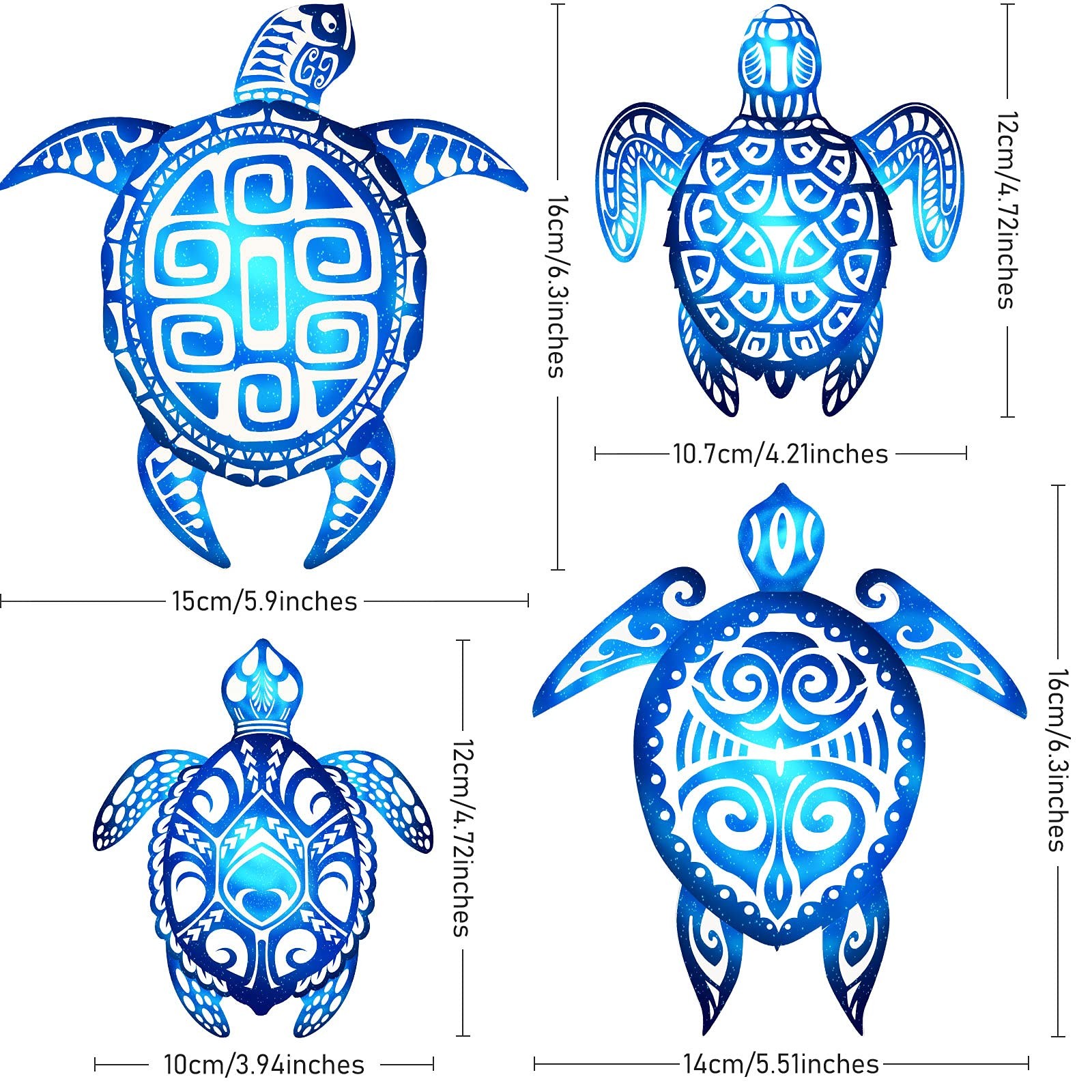 4 Pack Sea Turtle Bathroom Wall Decor Ocean Beach Theme Wall Art for Home Spa