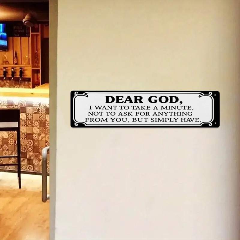 Vintage White Center Panel Metal Plate Christian Prayer Living Room Wall Art