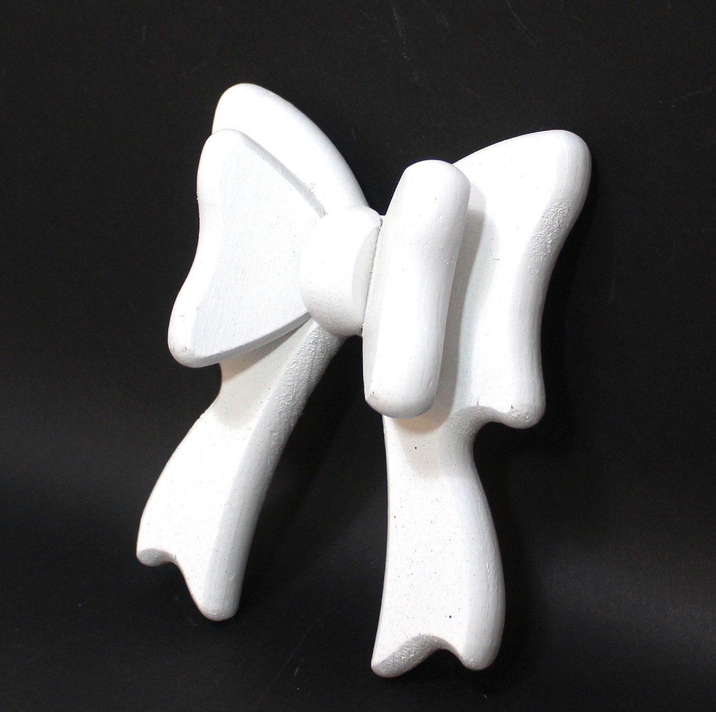 Vintage Wood Bow Ribbon Wall Hanging Decor White