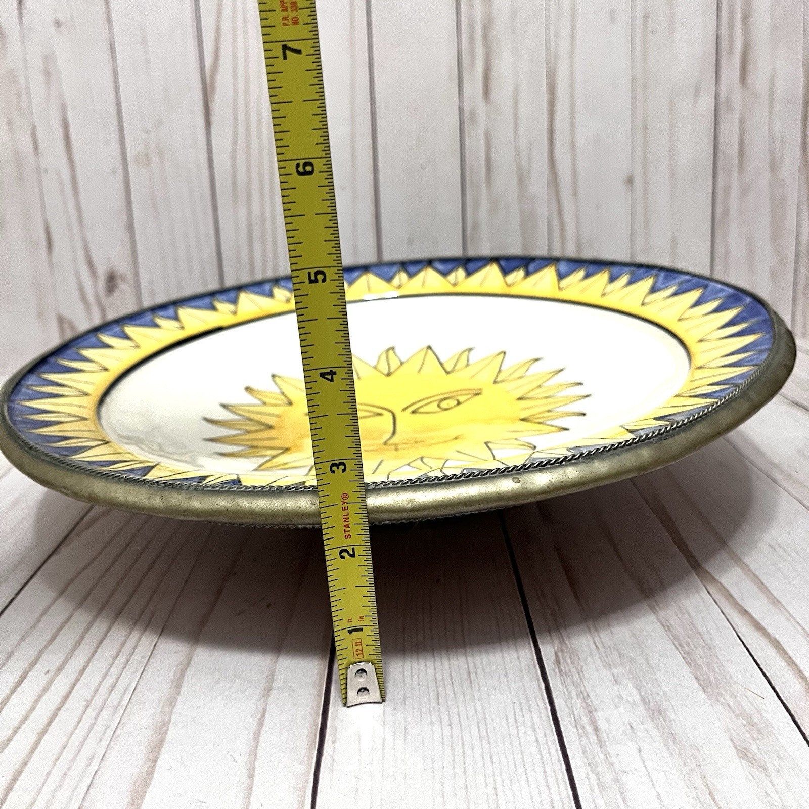 Boho Large Sun Face Wall Art Plate Mediterranean Italian Tuscan Villa Decor 13”