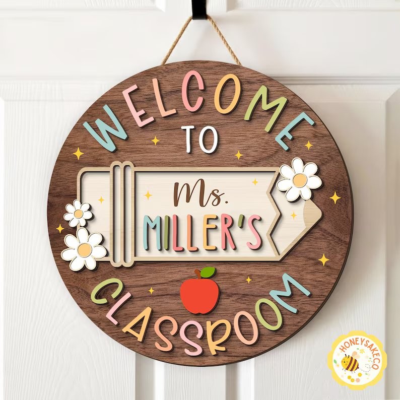 Personalized Teacher Name Door Sign, Teacher Appreciation Classroom Decor