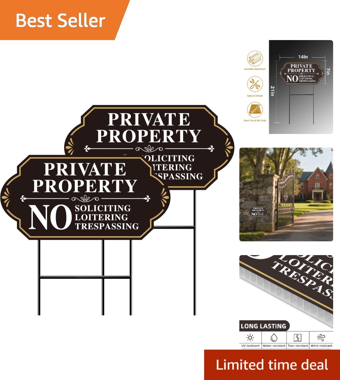 Protect Your Property with Elegant No Soliciting Signs – 14×7