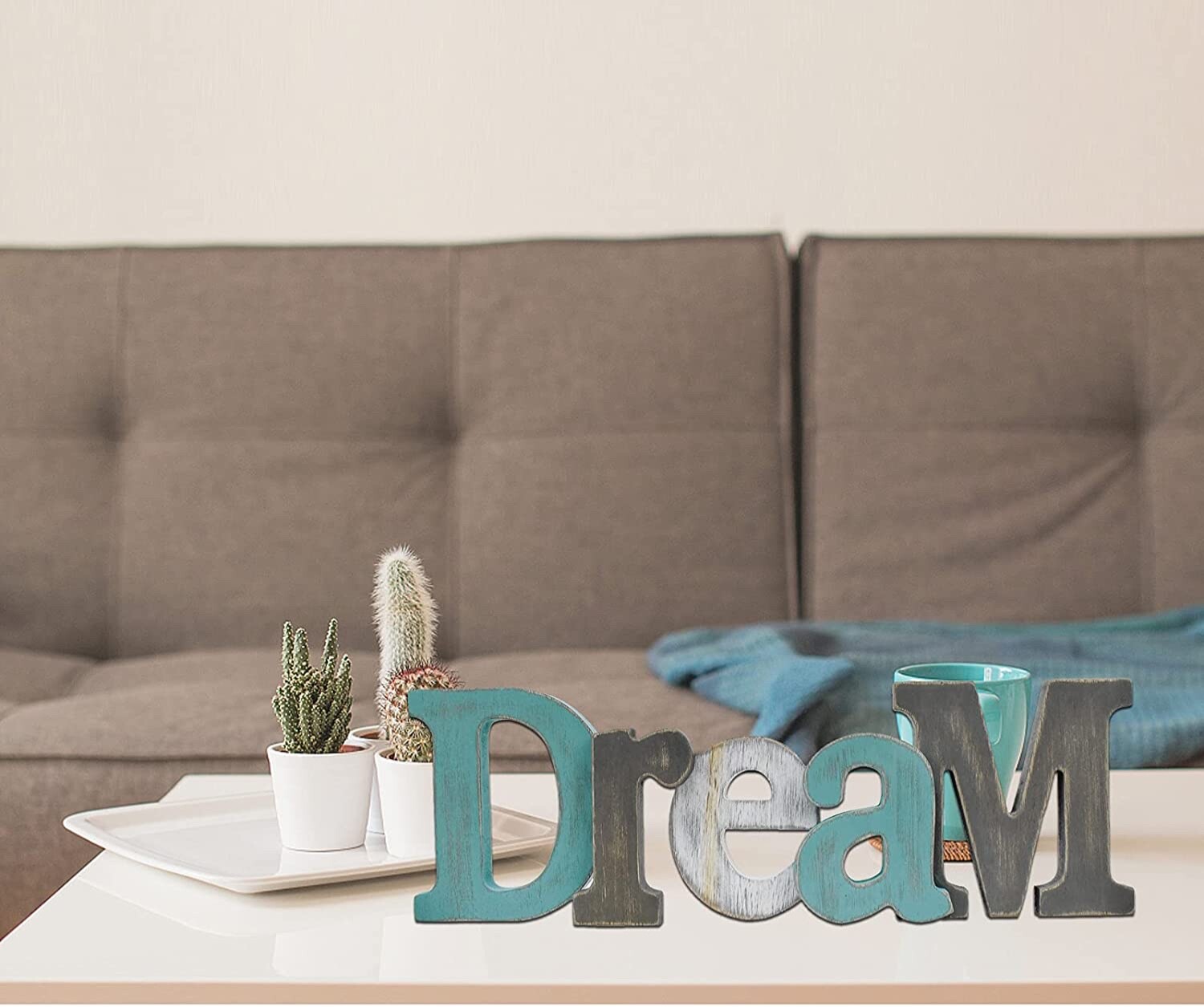 Multicolor Wooden Dream Word Sign Freestanding Block Letters Wall Mounted…