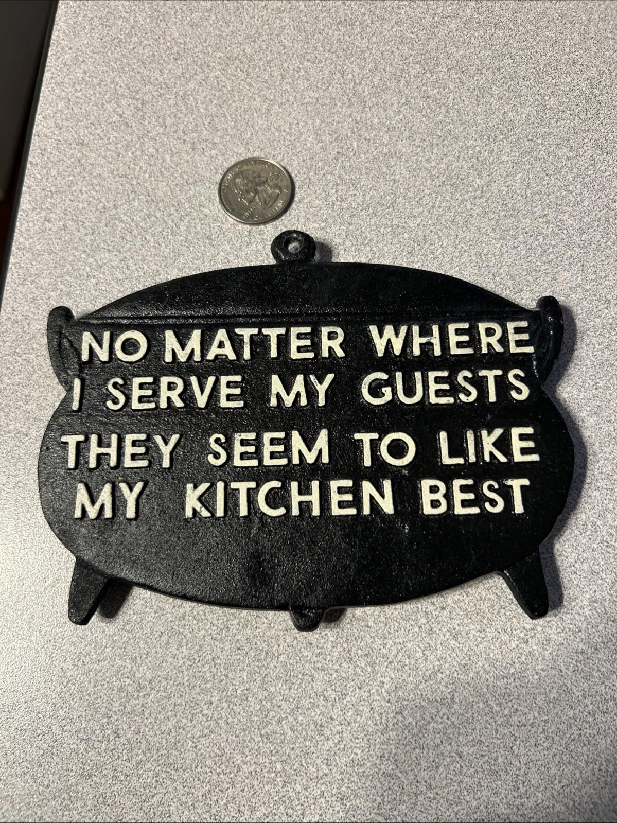 Vintage Metal Funny Kitchen Sign / Hot Plate Black & White