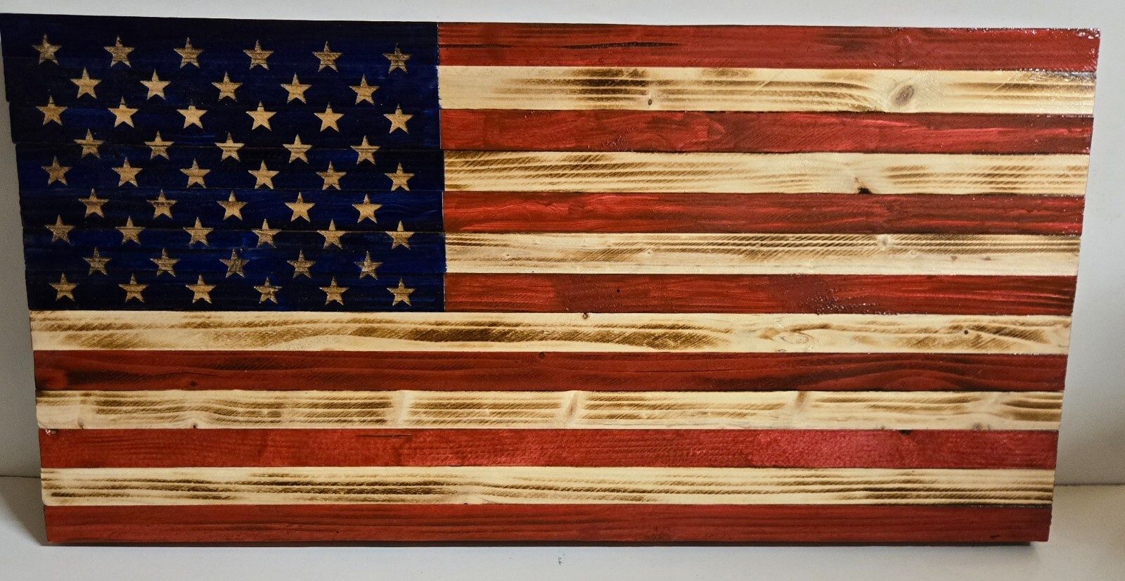 Handmade wooden American flag made in North Georgia USA