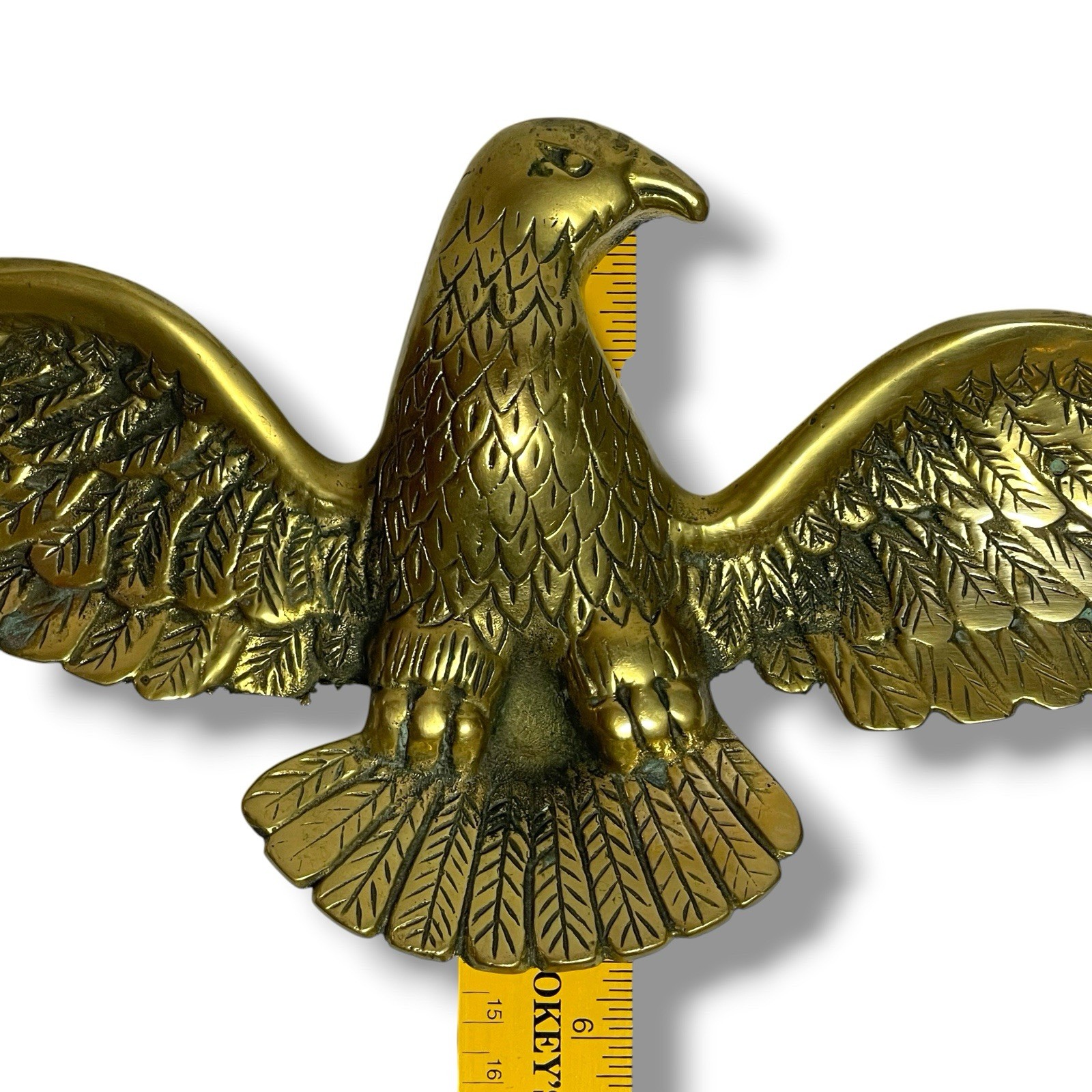American Bald Eagle with Spread Wings Cast Iron Brass Wall Plaque 18” Patriotic