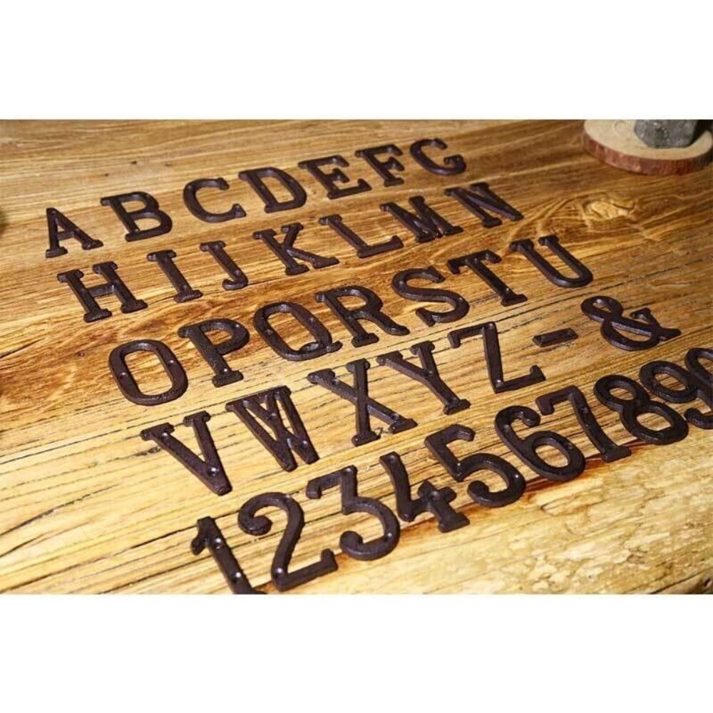 Cast Wrought Iron Black Antique House Door Alphabet 26 Letters & 10 Numbers