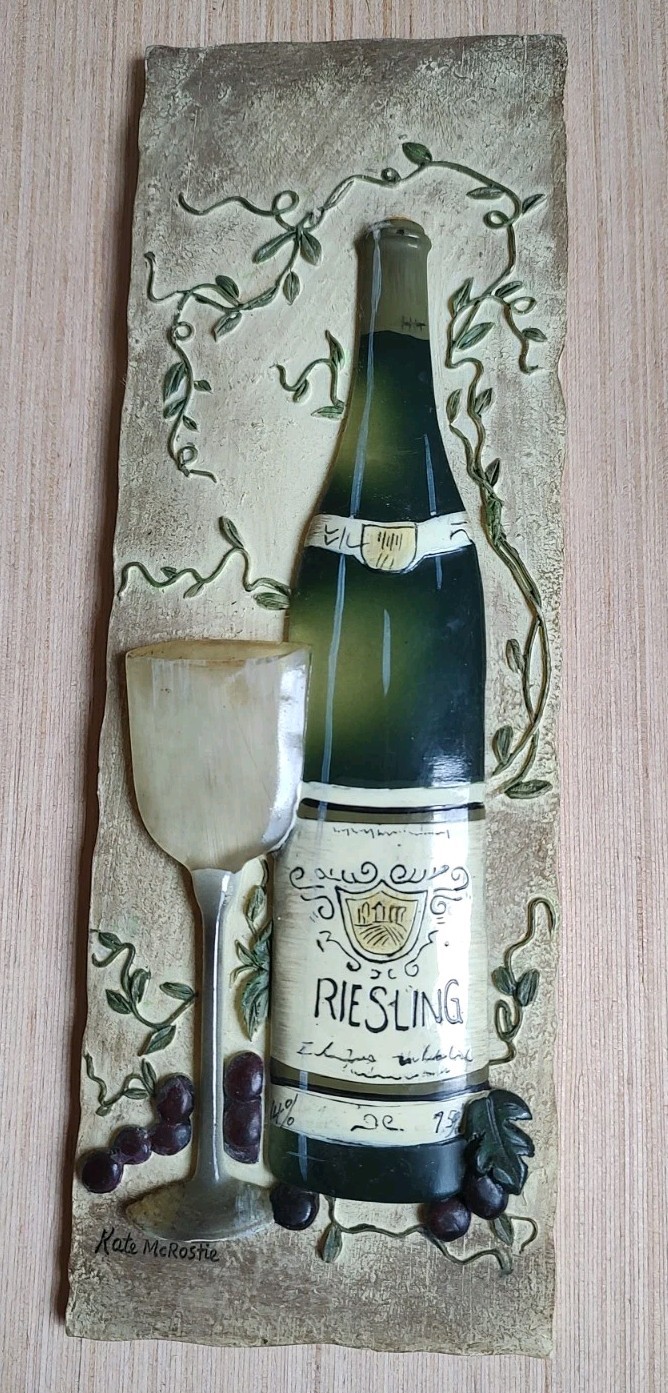 Kate McRistie Wall Art Plaque 3D Vintage and Vine Decor Dining Bottle 2005 Y2K