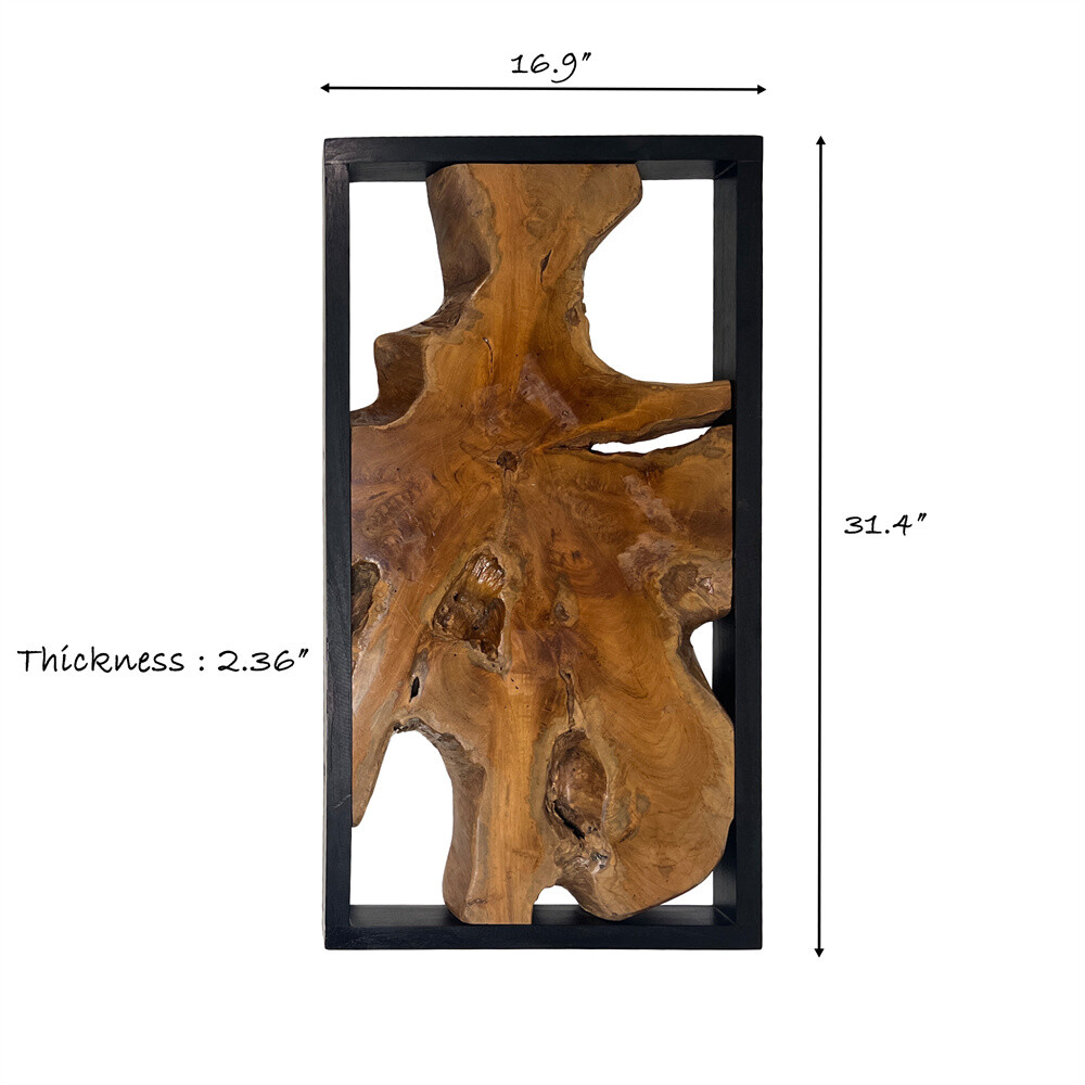 Rustic Teak Wood Wall Decor 17”x 31.5” Farmhouse Live Edge Wall Art Decoration