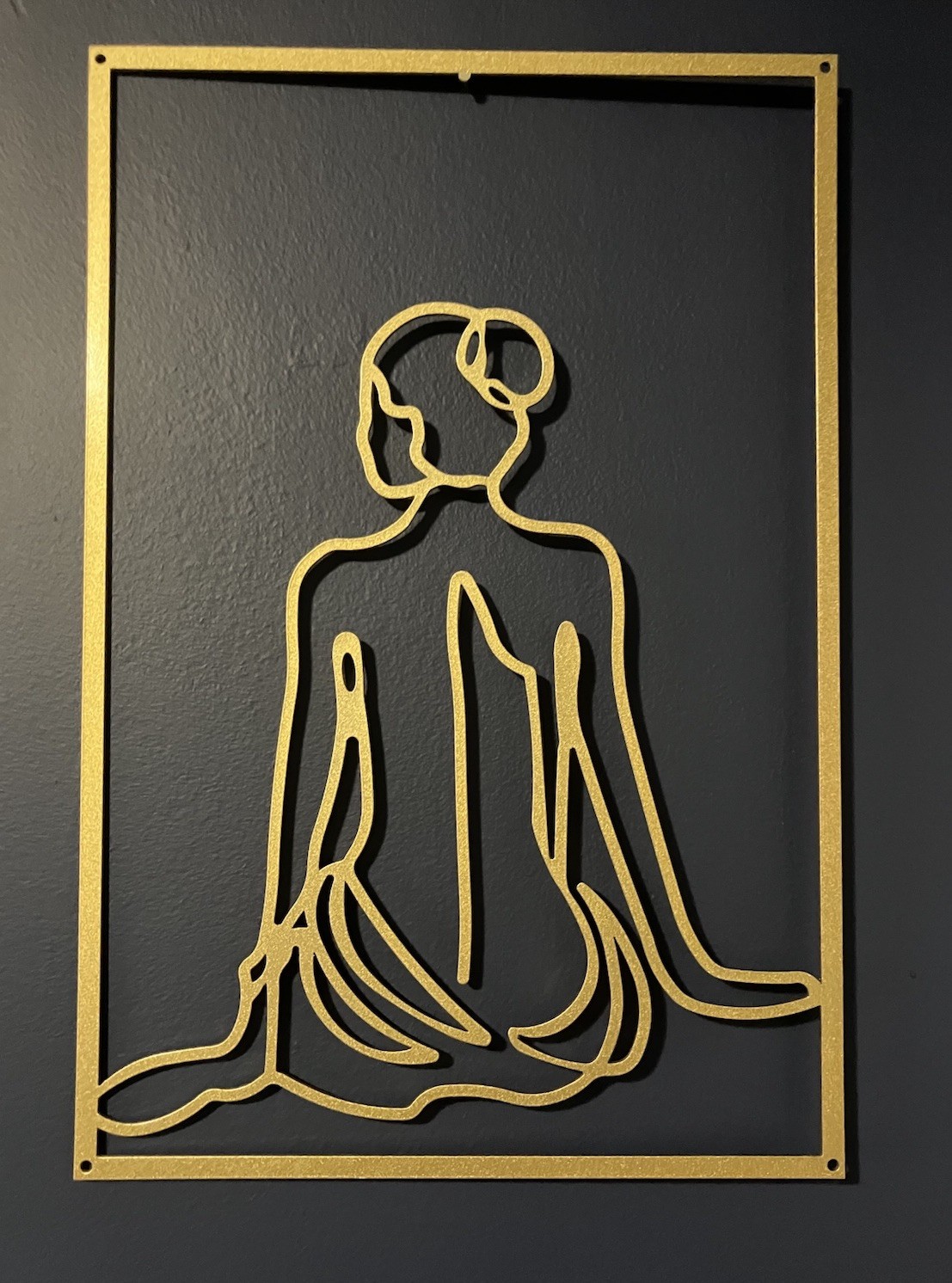 Reversible Wall Decor Metal Gold Tone Minimalist Wall Art 11 3/4” X 17 1/2”