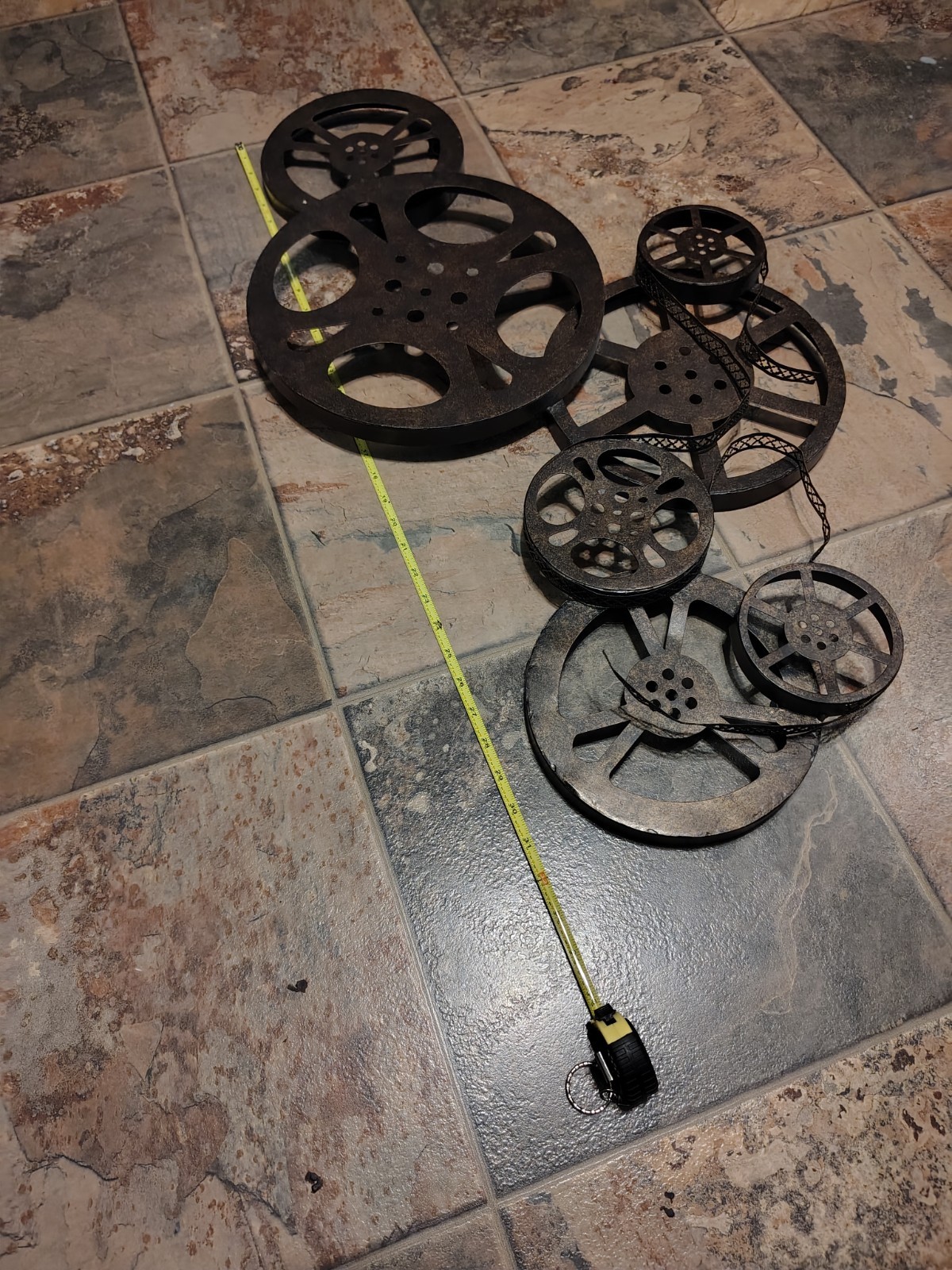Large Cinema Theater Movie Reel Metal Wall Display Film Vintage Style 32″ x 18″